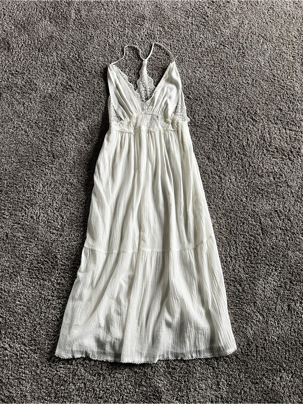 Women’s White Lace-Trim Maxi Slip Dress